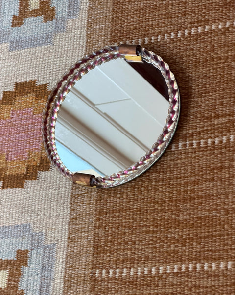 Vintage Italian mirror with twisted purple/clear glass frame