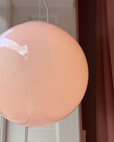 Vintage light pink round Murano ceiling lamp (D35)
