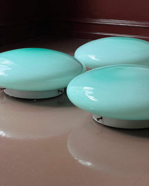 Vintage Murano opal turquoise ceiling/wall lamp (D36) (3 available)
