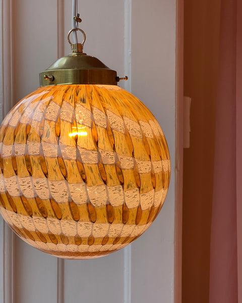 Vintage golden clear Murano ceiling lamp (D28) (1 available)