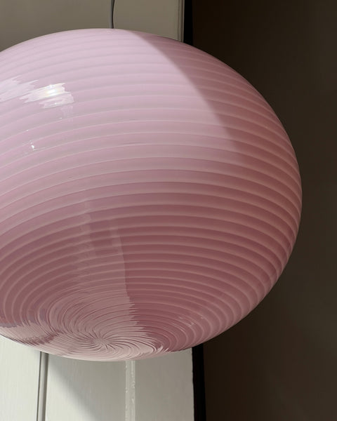 Vintage oval pink swirl Murano ceiling lamp (D46)