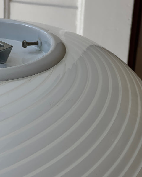 Vintage Murano oval white swirl ceiling lamp (D40)