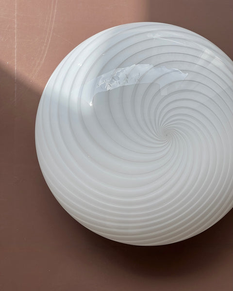 Vintage Murano white swirl ceiling/wall lamp (D36)