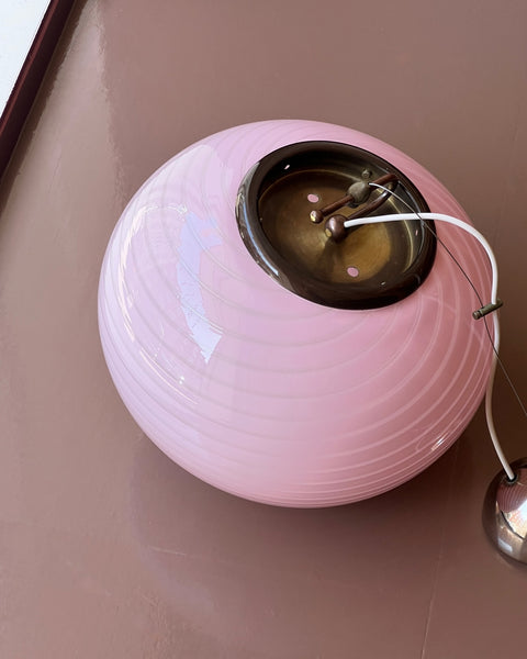 Vintage oval pink swirl Murano ceiling lamp (D40)