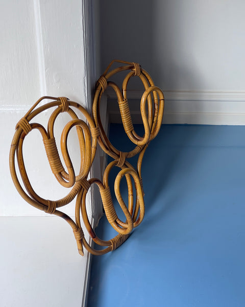 Vintage rattan coat rack