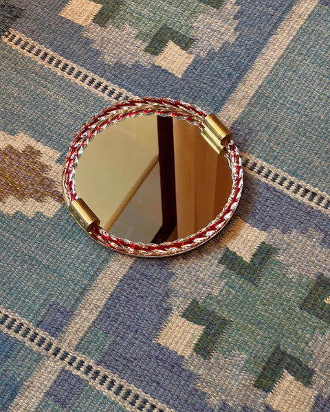 Vintage Italian mirror with twisted clear/red glass frame