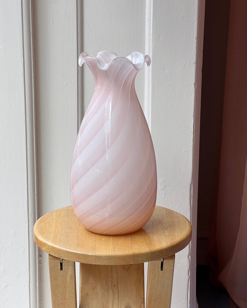 Vintage pink swirl Murano vase
