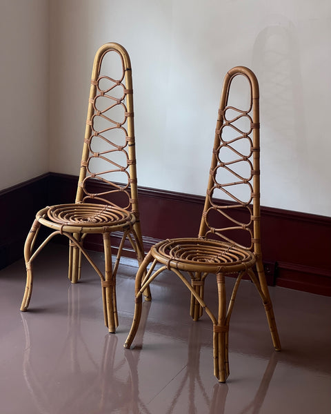 Vintage rattan/bamboo chair, Italy, 1960s (2 available)