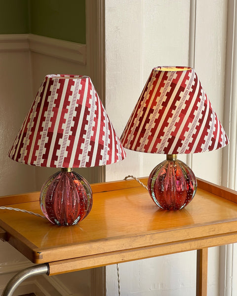 Vintage cranberry Murano table lamp (incl. lampshade)- 2 available