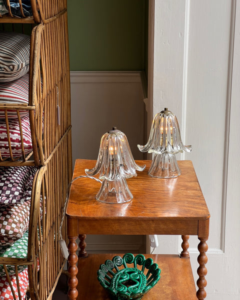 Vintage clear Murano table lamps (Sold as a pair)