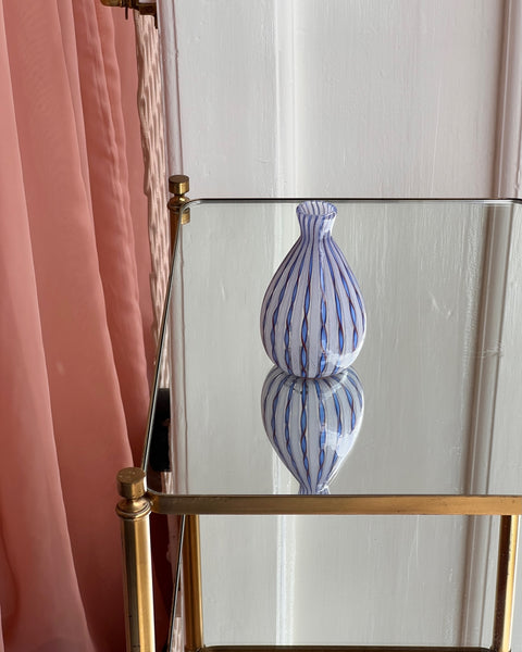 Vintage blue/golden/white Murano latticino vase