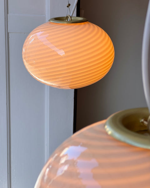 Vintage yellow swirl Murano oval ceiling lamp (D22) (2 available)