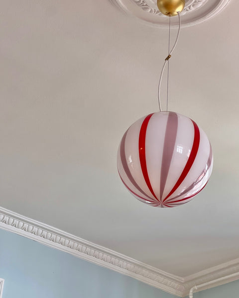 Ceiling lamp - Pink lavender / red vertical stripes (D30)