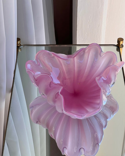 Vintage opal pink Murano shell bowl