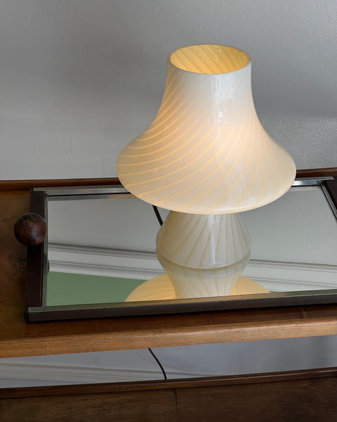 Vintage light yellow Murano mushroom table lamp