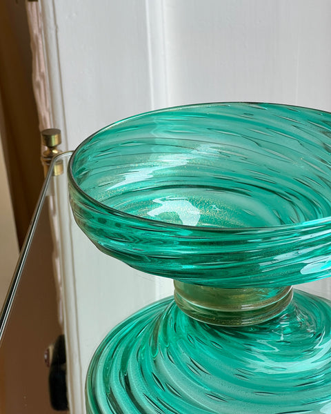 Vintage green / golden Murano bowl
