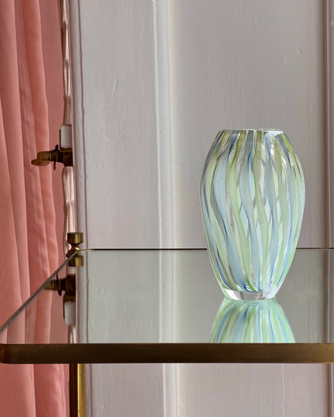 Vintage green/blue swirl Murano vase