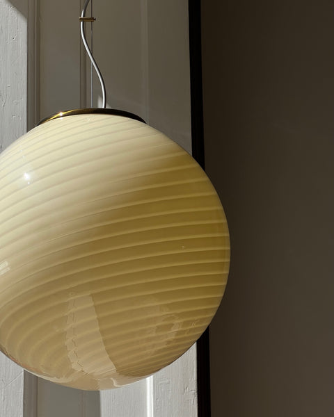 Vintage yellow/cream swirl Murano ceiling lamp (D45)