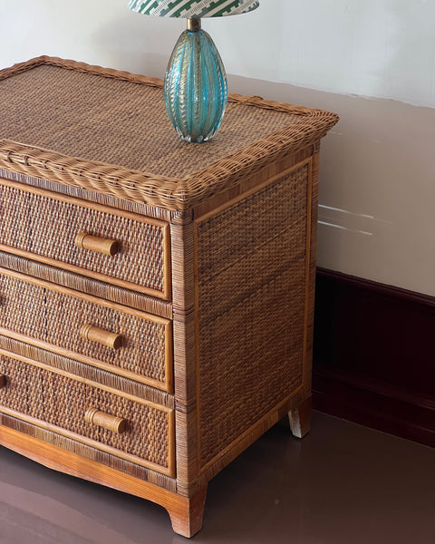 Vintage rattan chest of drawers