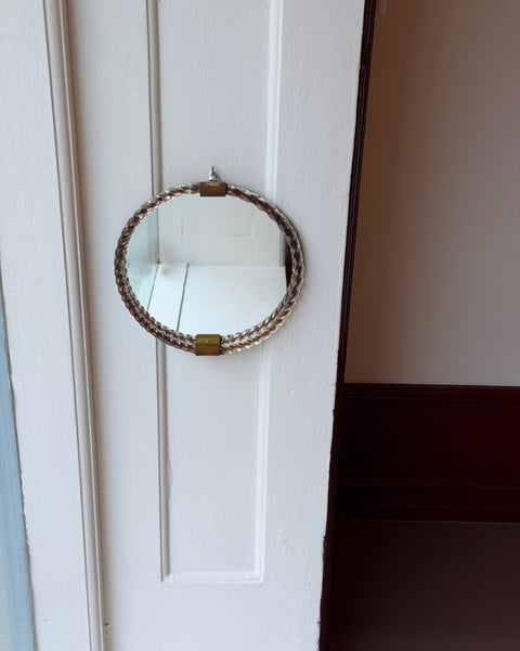 Vintage Italian mirror with twisted purple/clear glass frame