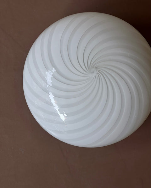 Vintage Murano white swirl ceiling/wall lamp (D26)
