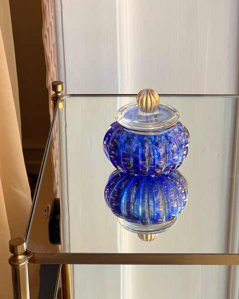Vintage golden/blue Murano bonbonniere