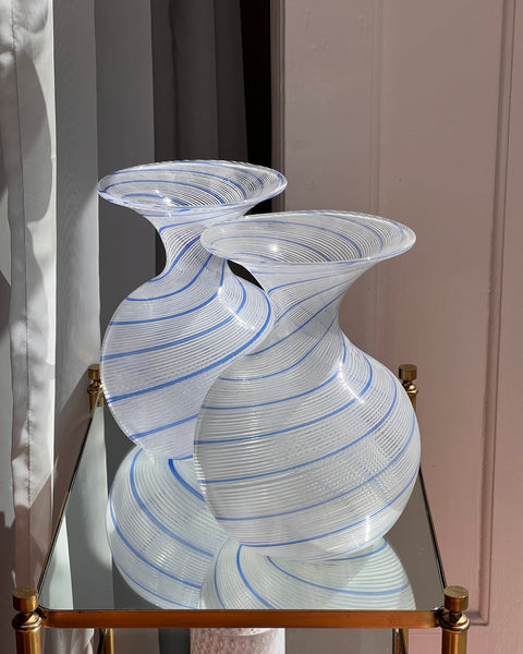 Vintage blue/white swirl Murano vase