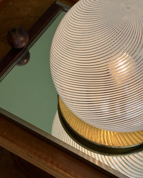 Vintage white swirl Murano table lamp