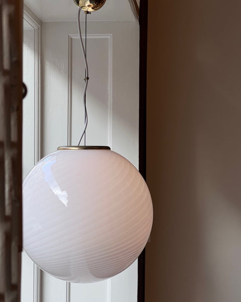 Vintage Murano white swirl ceiling lamp (D50)