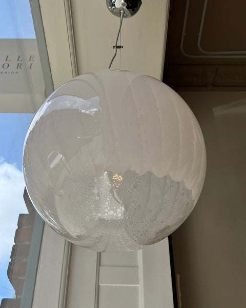 Vintage white clear Murano ceiling lamp (D40)
