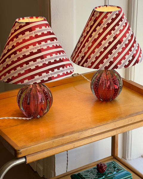 Vintage cranberry Murano table lamp (incl. lampshade)- 2 available