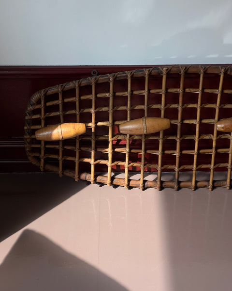 Vintage rattan coat rack