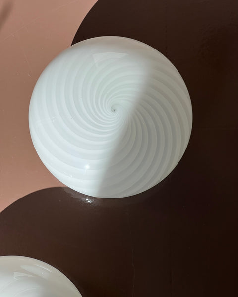 Vintage Murano white swirl ceiling/wall lamp (D24)