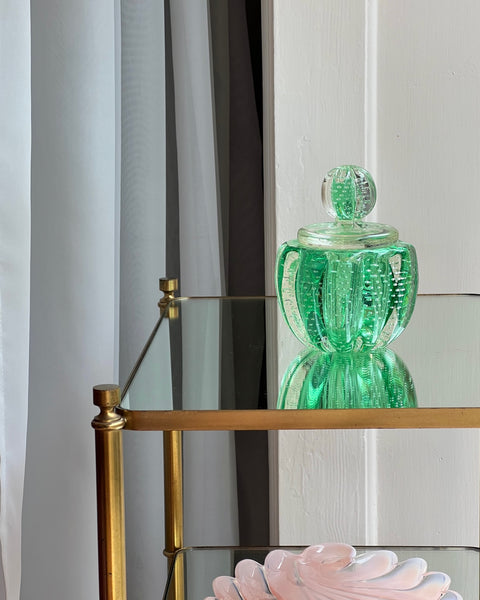 Vintage large green Murano bonbonniere