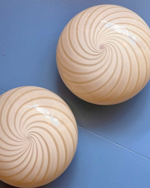 Vintage Murano light yellow swirl ceiling/wall lamp (D26)