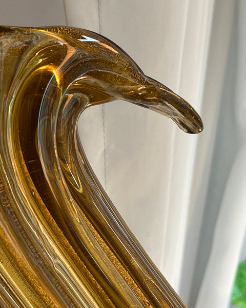 Vintage amber Murano shell vase
