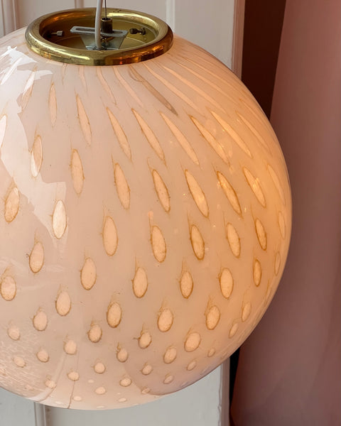 Vintage round white/golden dotted Murano ceiling lamp (D45)