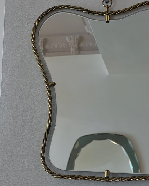 Vintage Italian mirror with twisted brass frame