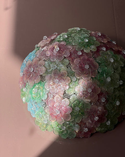 Vintage green/pink/blue Murano flower ceiling/wall lamp (D34)