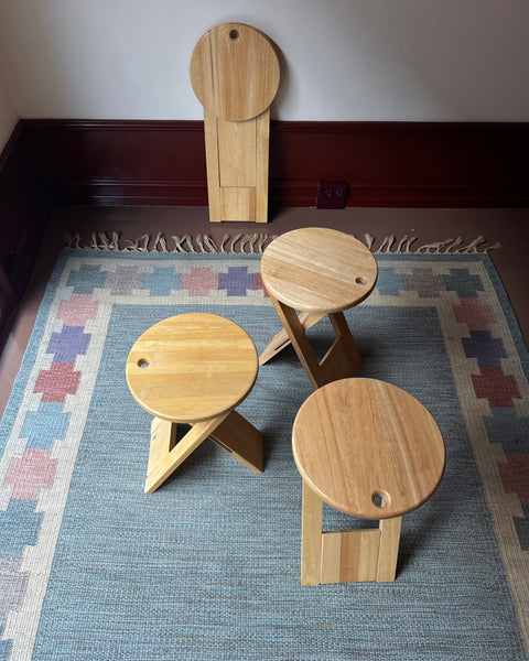 Vintage foldable wooden stool/side table