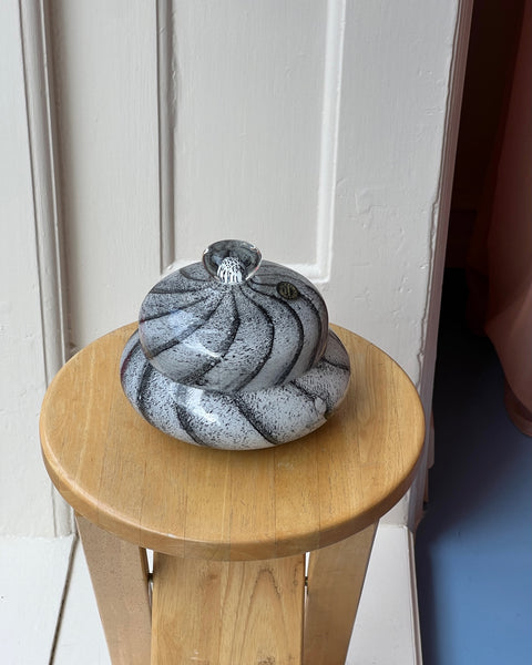 Vintage white / black swirl Murano bonbonniere