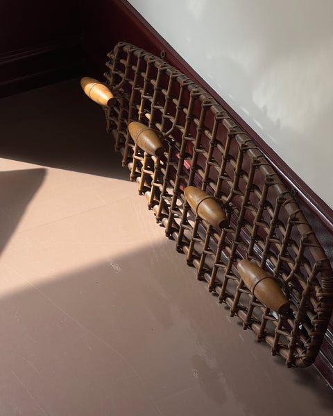 Vintage rattan coat rack