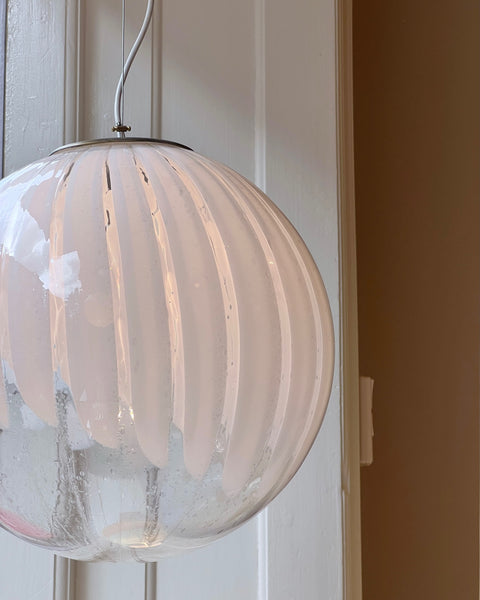 Vintage white clear Murano ceiling lamp (D40)