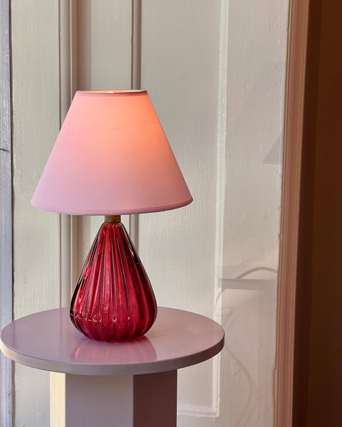 Vintage cranberry pink Murano table lamp (with shade)