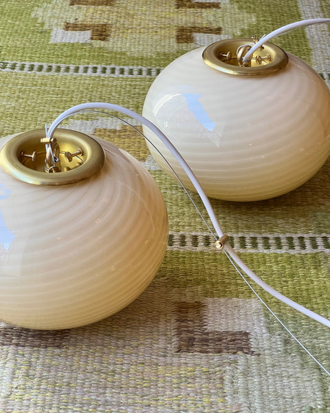 Vintage yellow swirl Murano oval ceiling lamp (D22) (2 available)