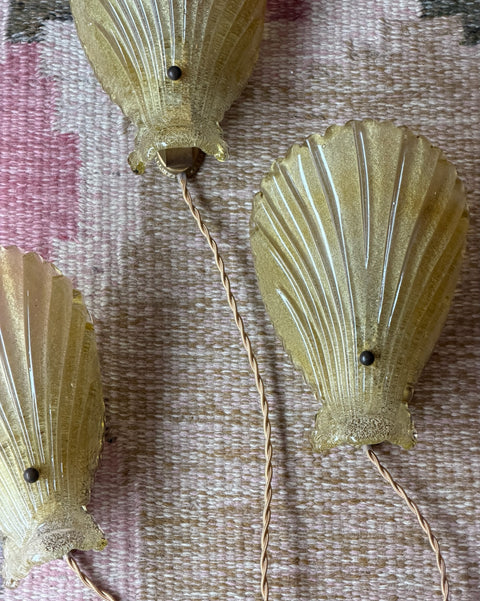 Vintage golden Murano shell wall lamps (4 available)