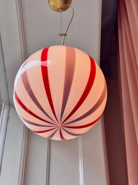 Ceiling lamp - Pink lavender / red vertical stripes (D30)