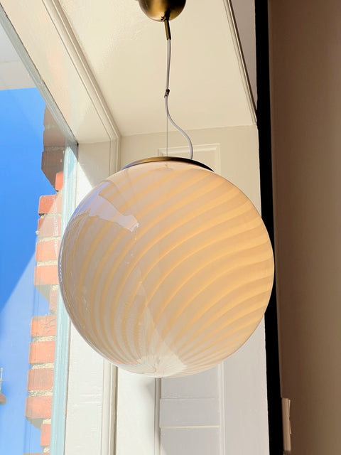 Vintage light yellow/cream swirl Murano ceiling lamp (D40)