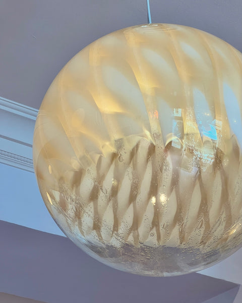 Large vintage golden clear Murano ceiling lamp (D50)