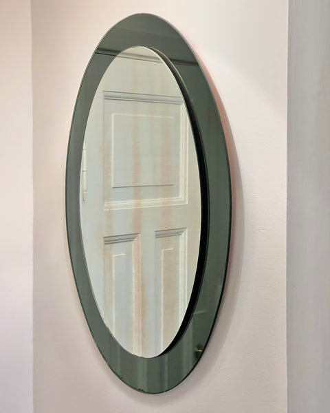 Vintage Green Oval Italian Mirror